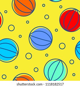 Balls and rings on yellow background