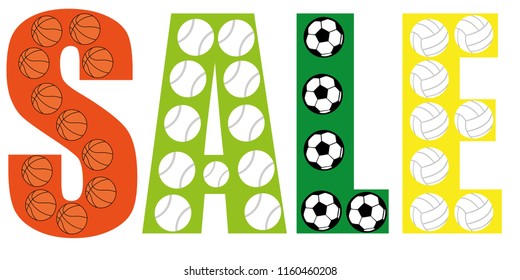 Balls Sale Vector Flat style line icon Illustration Banner for store balls