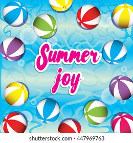 Balls and the sea. Vector illustration for a card or poster. Summer.