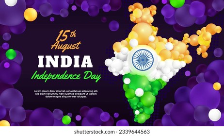 Balls gestaltete Karte Indiens als Indiens Independence Day Illustration