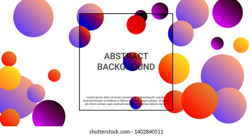 Balls shapes. Minimal design of coverages. Vector geometric illustration. Halftone, 3d. Abstract background of  violet, red, yellow  balls shapes.