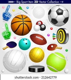 Balls. Sport Icon 3D Collection. Detailed Vector