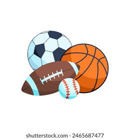 Balls For Sport Icon. Football, basketball and baseball icon. Flat Style. Vector icon