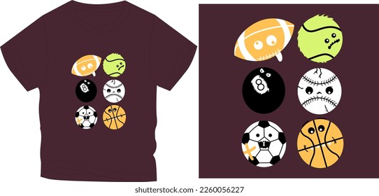 Balls t shirt graphic design vector illustration \ 