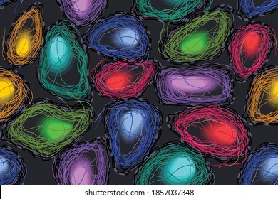 balls of tangled threads with a glowing core