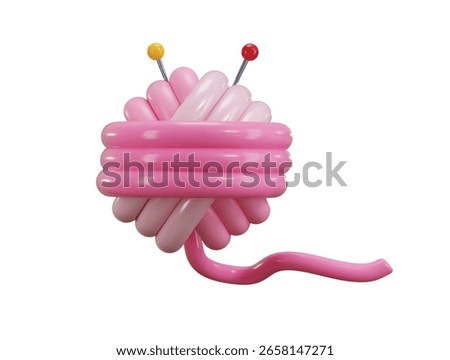 Balls of threads with pin icon 3d render concept of Melange yarn twisted into ball icon vector illustration