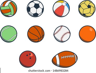 Balls Vector Icon Set Flat Illustrations