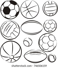 balls - vector outlines set