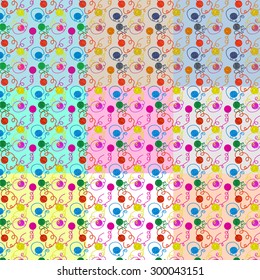 Balls of wool, a set of seamless patterns. 