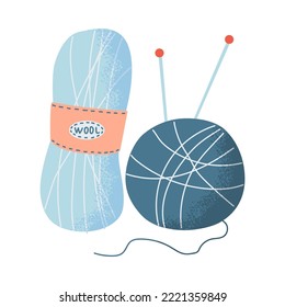 Glocken aus Garnen mit Stricknadeln. Vektorgrafik-Illustration einzeln auf weißem Hintergrund.