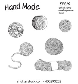 Balls of yarn for knitting. Vector illustration. 