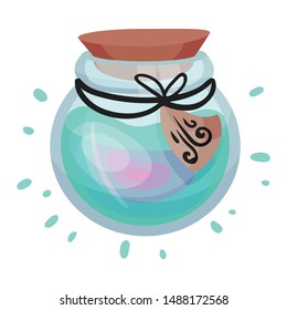 Ball-shaped jar with liquid. Vector illustration on a white background.