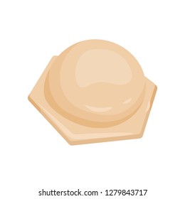 Ball-shaped ravioli. Homemade dumpling dough. Cooking theme. Flat vector for product packaging or culinary book