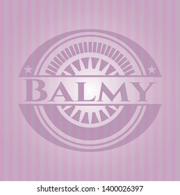 Balmy realistic pink emblem. Vector Illustration. Detailed.