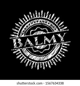 Balmy written on a chalkboard. Vector Illustration. Detailed.