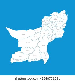 Balochistan map flat vector illustration
