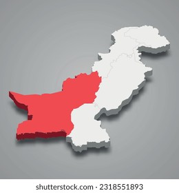 Balochistan state location within Pakistan 3d isometric map