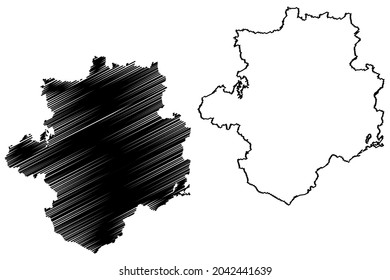 Balod district (Chhattisgarh State, Durg division, Republic of India) map vector illustration, scribble sketch Balod map