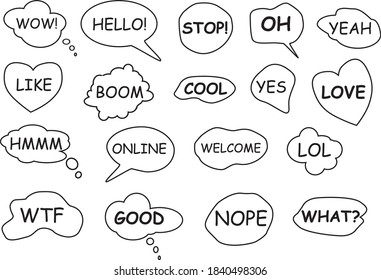 Baloon comic speech doodle vector set