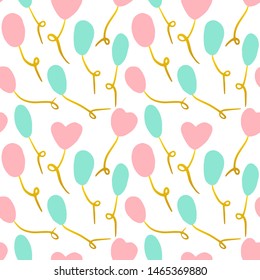 Baloon Seamless Pattern. Vector Illustration of Trendy Greeting Background.