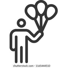 Baloons, bold line stick figure icon. The illustration is vector, editable stroke, 48x48 pixel perfect. Crafted with precision and eye for quality.