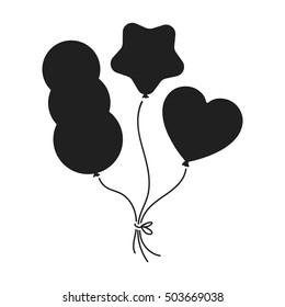 Baloons icon in black style isolated on white background. Circus symbol stock vector illustration.