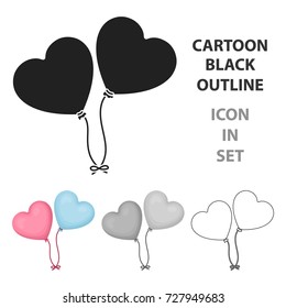 Baloons icon in cartoon style isolated on white background. Romantic symbol stock vector illustration.
