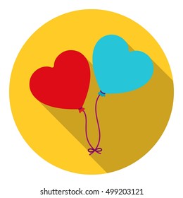 Baloons icon in flat style isolated on white background. Romantic symbol stock vector illustration.