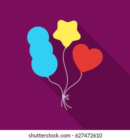 Baloons icon in flat style isolated on white background. Circus symbol stock vector illustration.