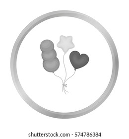 Baloons icon in monochrome style isolated on white background. Circus symbol stock vector illustration.