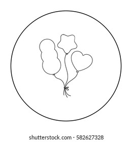 Baloons icon in outline style isolated on white background. Circus symbol stock vector illustration.