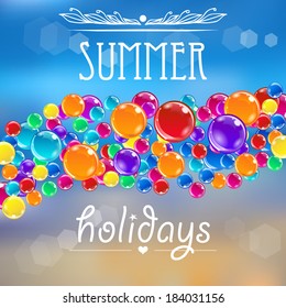 Baloons on the summer background with flares. Vector eps10 illustration.