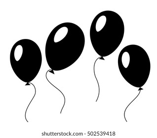 Baloons vector illustration in black and white for birthday party