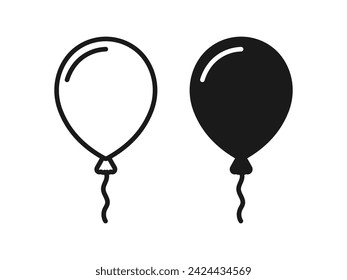 baloons vector isolated. simple flat design. Birthday. party. celebration. 
black outline isolated white background