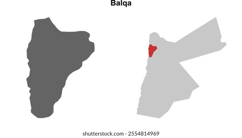 Balqa governorate blank outline map set