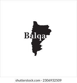 Balqa map and black lettering design on white background
