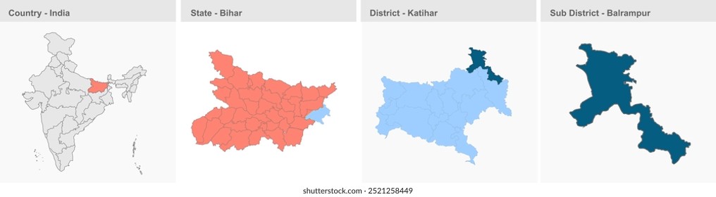 Balrampur map (District Katihar,State Bihar, Republic of India), Katihar District, Bihar State, Republic of India, Government of Bihar, Indian territory, Eastern India, politics, village, tourism