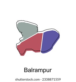 Balrampur-Kartendesign, Vektorgrafik-Vorlage mit Skizzenstil einzeln auf weißem Hintergrund