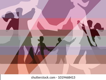 
Balroom Dancers collage background.
Stylized illustration of Young couples dancing ballroom dance. Vector available. 