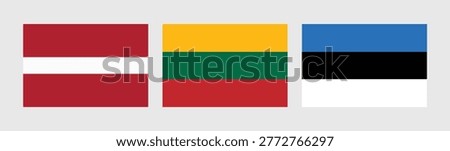 Baltic flags set Latvia, Lithuania, Estonia flat design isolated