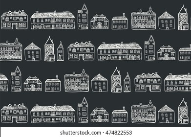 baltic houses pattern line drawing
