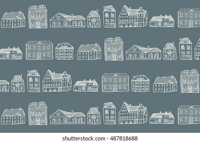 baltic houses pattern line drawing