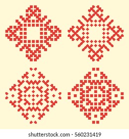 Baltic patterns. Latvian ornaments. Vector illustration. Pixel design.
