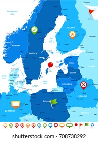 Baltic Sea Area Map Detailed Vector Stock Vector (Royalty Free ...