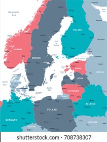 Baltic Sea Area Map - Detailed Vector Illustration