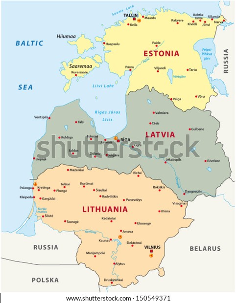 Baltic States Map Stock Vector (Royalty Free) 150549371