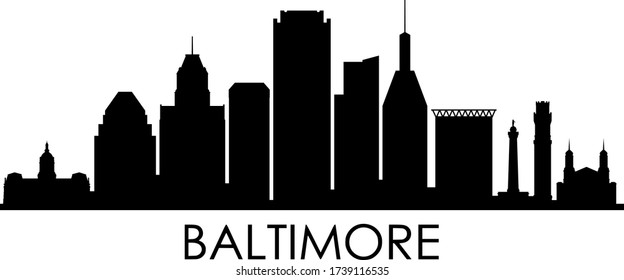 BALTIMORE City Maryland Skyline Silhouette Cityscape Vector