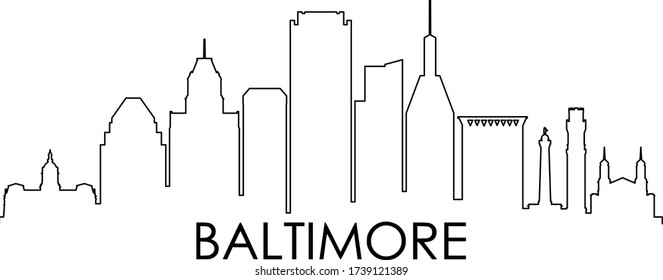 Baltimore City Maryland Skyline Silhouette Cityscape Stock Vector ...