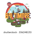 Baltimore great destination to visit, vector cartoon