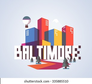 Baltimore great destination to visit, vector cartoon